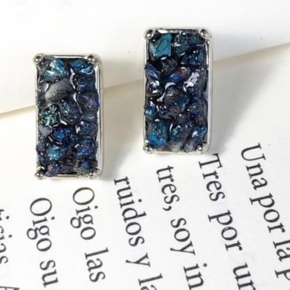 Alquimia Jewelry - LAPISLAZULI CHIPS JEWELED STATEMENT EARRINGS
